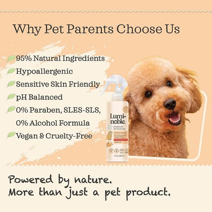 Prebiotic Dog Deodorizer Spray Perfume, Vanilla & Oatmeal Scented, Hypoallergenic Skin Care, Alcohol-Free Odor Remover for Dogs, Prebiotic Formula to Refresh & Hydrate Sensitive Skin & Coat, 8oz