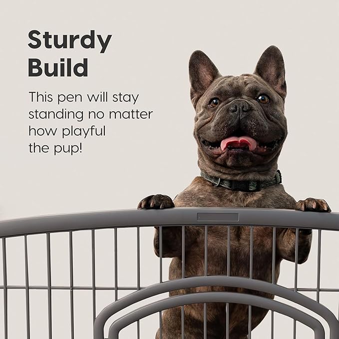 IRIS USA 34" 8-Panel Pet Dog Puppy Playpen with Door, Indoor/Outdoor Dog Pen, 63 x 63 x 34, Foldable, Customizable, Dark Gray