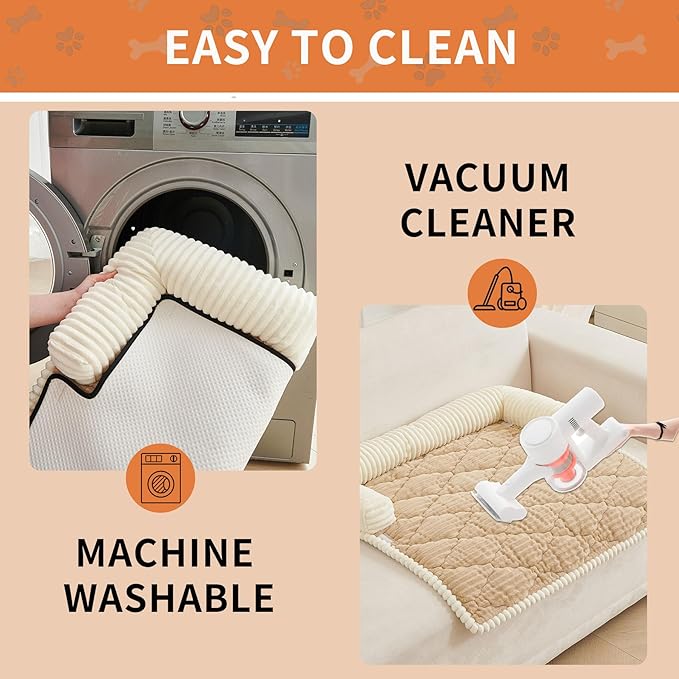 HAOMAIJIA Dog Couch Bed for Small Dogs, Non Slip Pet Couch Covers for Sofa Thick Soft Washable Dog Couch Cover Protector All Seasons Universal Dogs and Cats Bed Mat (Khaki, Small)