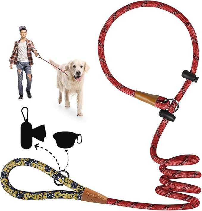 lynxking Slip Lead Dog Leash Reflective, Heavy Duty Comfortable Strong Rope for Large Medium Small Dogs No Pull Pet Training (Red, 2PCS Large 1/2in x 6ft)