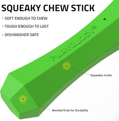 Playology Dog Toys | Durable Squeaky Chew Stick for Dogs | Medium Mom's Turkey Scented Toy - Easy to Clean and Made from Non Toxic Materials