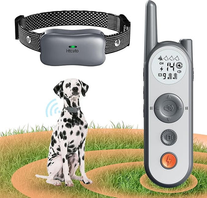 Htcuto 3500 Ft Wireless Dog Fence with 6100Ft Training Remote Collar, 185 Day Battery Rechargeable Electric Fence System, IPX7 Water Resistant, Use for Dogs*Grey