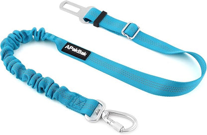 APakBak Dog Seat Belt for Car, Adjustable Dog Car Harness Seatbelt for Small Medium Large Dogs, Heavy Duty Travel Safety Restraint with Locking Aluminum Hook & Reflective Nylon Strap, Light Blue