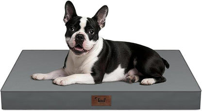 Tail Stories Outdoor Dog Bed for Small Dogs, Waterproof Dog Crate Bed for Medium Dogs Cats, Orthopedic Egg Crate Foam Pet Bed with Washable Removable Oxford Cover, Grey