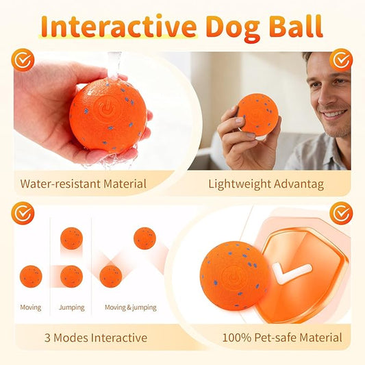 Bsyisoue Interactive Dog Toys – Automatic Moving Dog Ball, Auto Bounce & Roll, Chew-Resistant E-TPU, IPX7 Waterproof, 3 Play Modes, One-Click, USB Rechargeable – Indoor/Outdoor for Med/Lg Dogs