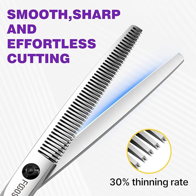 Thinning Shears for Dogs Professional Dog Grooming Scissors Pet Thinners Shear Japan 440C 30% Thinning Rate 46 Teeth Light Weight Designed for Pet Groomers or Family DIY Use