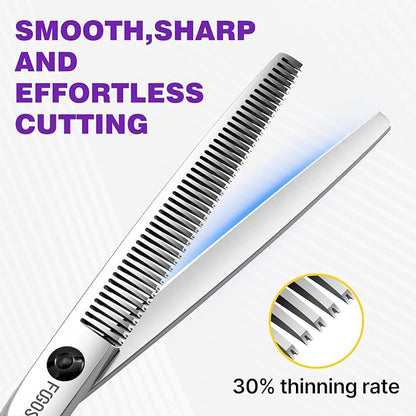 Thinning Shears for Dogs Professional Dog Grooming Scissors Pet Thinners Shear Japan 440C 30% Thinning Rate 46 Teeth Light Weight Designed for Pet Groomers or Family DIY Use