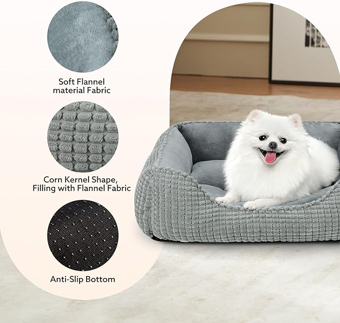 MIXJOY Dog Beds for Medium Dogs Washable, Rectangle Pet Bed Medium Size Dog, Orthopedic Sleeping Pet Sofa Bed, Soft Calming Cat Beds for Indoor Cats, Anti-Slip Bottom with Multiple Size
