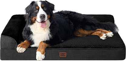 EHEYCIGA XXL Dog Bed Memory Foam, Orthopedic Giant Dog Bed Jumbo with Washable Removable Cover, Waterproof Pet Sofa Couch with Nonskid Bottom, 48x35x7.5, Black