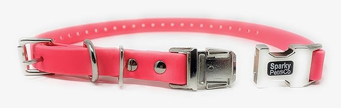 Sparky Pet Co - Apollo ECollar Replacement Strap - Dog Collar - Waterproof Biothane - Adjustable - Double Buckle - Quick Snap Metal Clasp - for Invisible Fence Systems - 3/4" x 28" (Neon Pink)