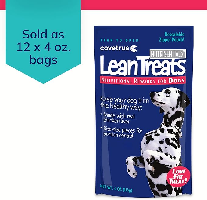 Covetrus Nutrisential Lean Treats for Dogs - Small, Medium & Large Dogs (K9) - Nutritional Low Fat, Bite-Size - Soft Chicken Flavor - 12 Pack - 4oz
