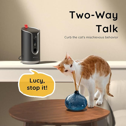 TKENPRO 2K Pet Camera Treat Dispenser, AI Photo Album, Dog Camera with 360° Auto Tracking & 5G/2.4G WiFi, 2-Way Talk, Remote Treat Tossing, Motion Alerts for Cats Indoor