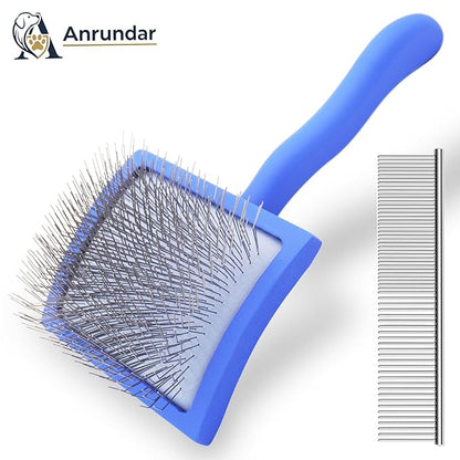 Dog Slicker Brush for Golden Doodle Grooming Kit - Dematting Brushes for Goldendoodles, Labradoodles, Poodles - Pet Hair Brush for Medium & Long Haired Dogs - Large (Blue)