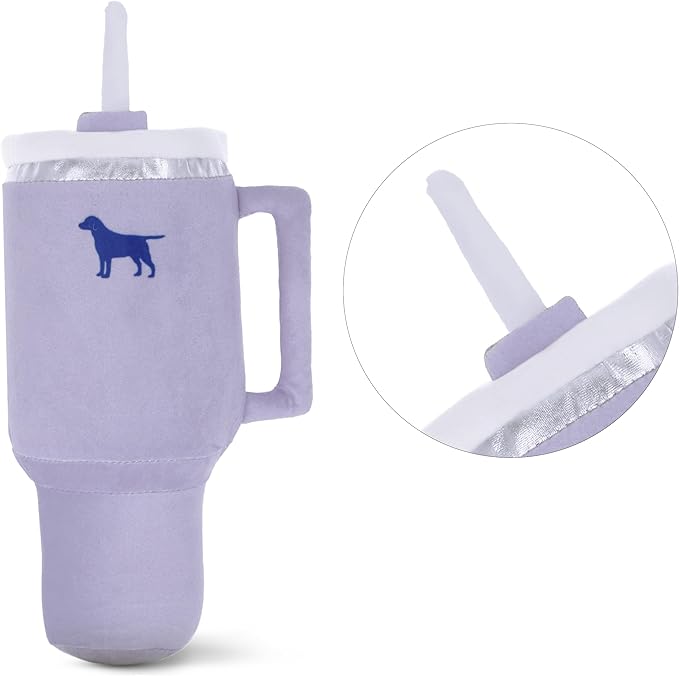 Pup Cup Tumbler Dog Toy – Cute Girl Dog Toy, Valentines & Birthday Gift, Interactive Squeaker, Fun Puppy Present (Lavender Purple)