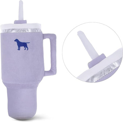 Pup Cup Tumbler Dog Toy – Cute Girl Dog Toy, Valentines & Birthday Gift, Interactive Squeaker, Fun Puppy Present (Lavender Purple)