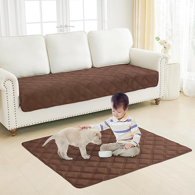 Smiry Waterproof Dog Bed Cover Blanket 30x70, Soft Reversible Pet Blanket, Washable Leakproof Cats Dogs Couch Cover for Sofa, Couch, Furniture, Lattice, Brown/Beige