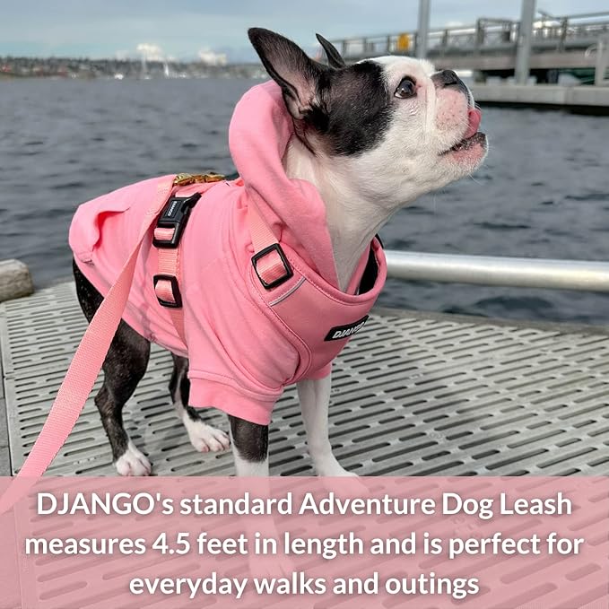 DJANGO Adventure Dog Leash – Strong, Comfortable, and Stylish Dog Leash with Solid Brass Hardware and Padded Handle - Designed for Outdoor Adventures and Everyday Use (Quartz Pink)