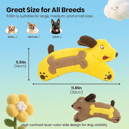 HGB Plush Squeaky Dog Toy with Crinkle Paper, Stuffed with 2 Squeakers, Soft Dog Chew Toy for Moderate Chewers and Small, Medium, Large Dogs, Interactive Fetch Tug & Teething Toy to Keep Them Busy