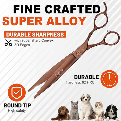 High-end Professional Dog Grooming Scissors Pet Grooming Shears 7.5 Inches Extremely Very Sharp Made Of Stainless Steel Alloy By Hand For Dog Cat Groomer