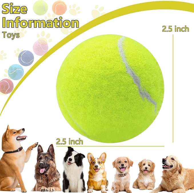 Swingers Squeaky Tennis Balls for Dogs,2.5 inch Training Tennis Balls,Exercise Ball for Pet Dog with Mesh Carry Bag Easy to Transport (Multicolor, 6 Pack)