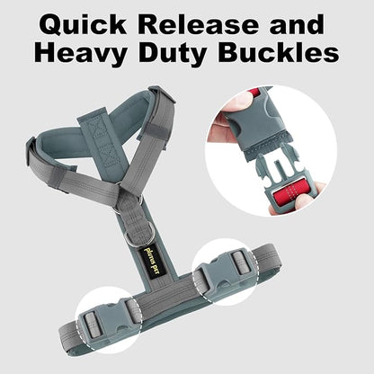 Plutus Pet No Pull Dog Harness, Adjustable Nylon Harness with Soft Padding, Reflective and Heavy Duty Dog Harness for Small, Medium, Large Dogs(Gray, S)
