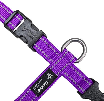 EXCELLENT ELITE SPANKER No Pull Dog Harness Reflective Nylon Vest L-Shaped Adjustable Easy Pet Harness for Small Medium Large Breeds Dogs Walking Training Black Red(Purple-M)