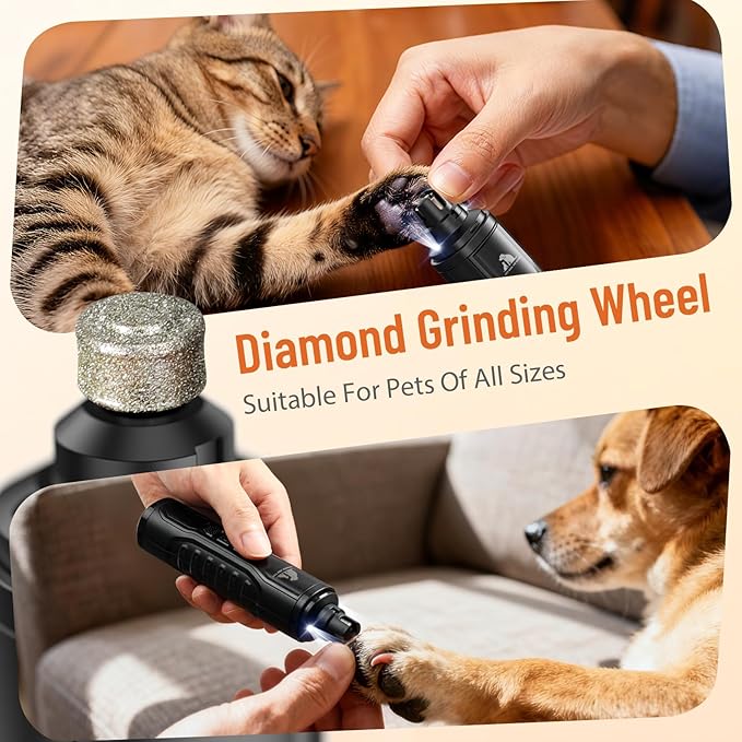 Electric Dog Nail Grinder: Upgraded 5-Speed Quiet Dog Nail Trimmer-Safe Painless Nail File for Claw Trimming & Grooming Care at Home for Dogs & Cats