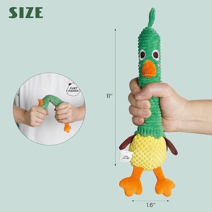 Nocciola 2 in 1 Duck Dog Toy with a Large Rubber Squeaker - Tough Durable Stuffed Squeaky Crinkle Chew Toys for Aggressive Chewers, Medium and Large Breeds