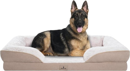 PetFun XL Orthopedic Dog Beds Large Sized Dog - Washable Large Dog Cat Bed Waterproof, Comfort Dogs Couch Sofa with Washable Removable Cover, Pet Bed with Nonskid Bottom, Beige, 42"