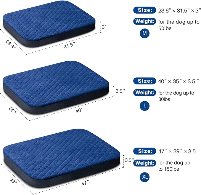 JoicyCo Dog Bed for Medium Dogs, Orthopedic Foam Dog Bed, Joint Relief Pets Sleeping Mattress, Non Slip Bottom with Washable Removable Cover, Dark Blue
