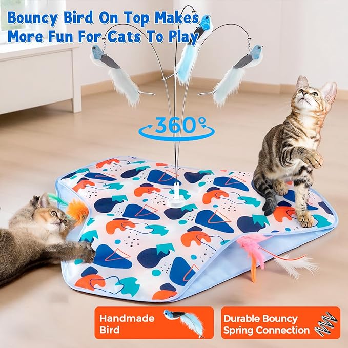 Interactive Cat Toys,Rechargeable Three-in-One Hide-and-Seek Automatic Cat Toy Suitable for Kitten Toys to Interact and Play Automatically, with A Bird-Shaped Cat Toys for Indoor Cats