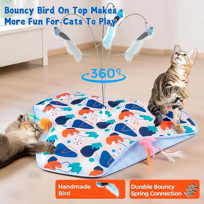 Interactive Cat Toys,Rechargeable Three-in-One Hide-and-Seek Automatic Cat Toy Suitable for Kitten Toys to Interact and Play Automatically, with A Bird-Shaped Cat Toys for Indoor Cats