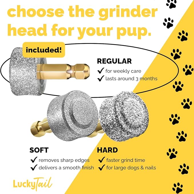 LUCKY TAIL - Dog Nail Grinder - Regular - Replacement Head - for Small, Medium & Large Dogs - Premium Quality - Diamond Tip Drill Bit - Professional Dog Nail Trimmers - Grooming Tool kit - 1 Pack
