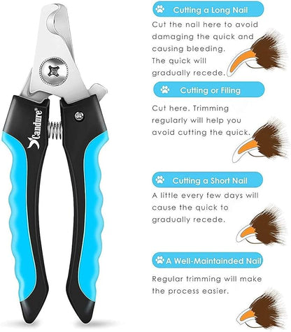 Candure Dog Nail Clippers and Trimmer with Safety Guard to Avoid Over-Cutting Toe Nails Professional Grooming Pet Nail Clipper with Nail File for Small Medium-Large Breeds