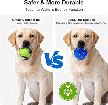 JEISOTHB Interactive Dog Toys Dog Ball, Durable E-TPU Material,3 Play Modes with Colorful Lights, Automatic Moving, Bouncing and Rotating for Medium and Large Dogs Indoor & Outdoor (Blue)