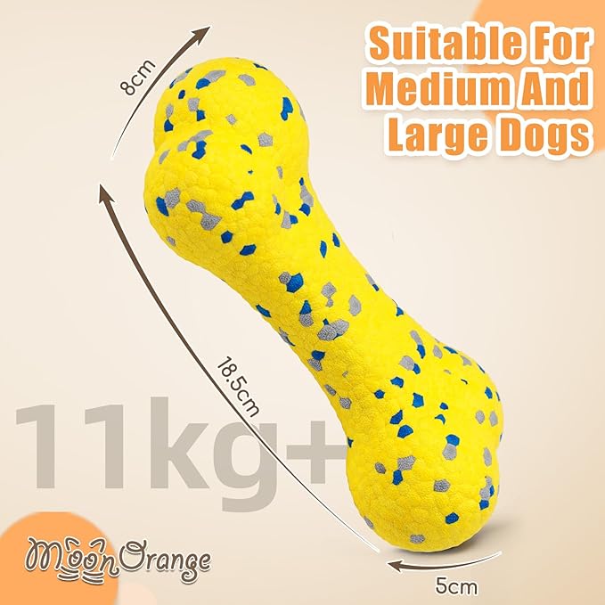 Moonorange 7.28" Indestructible Large Bone Balls for Aggressive Chewers Durable Stick Bouncy Interactive Chew Toy for Dogs Fetch Game Lightweight Floating Outdoor Training, Yellow