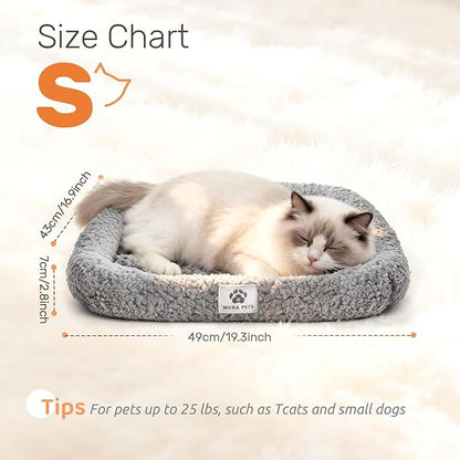 Mora Pets Self Warming Cat Bed Self Heating Pet Pad with Bolster and Foam Washable Removable Cover Non Slip Thermal Sherpa Fabric Pet Mat Grey 20 Inch