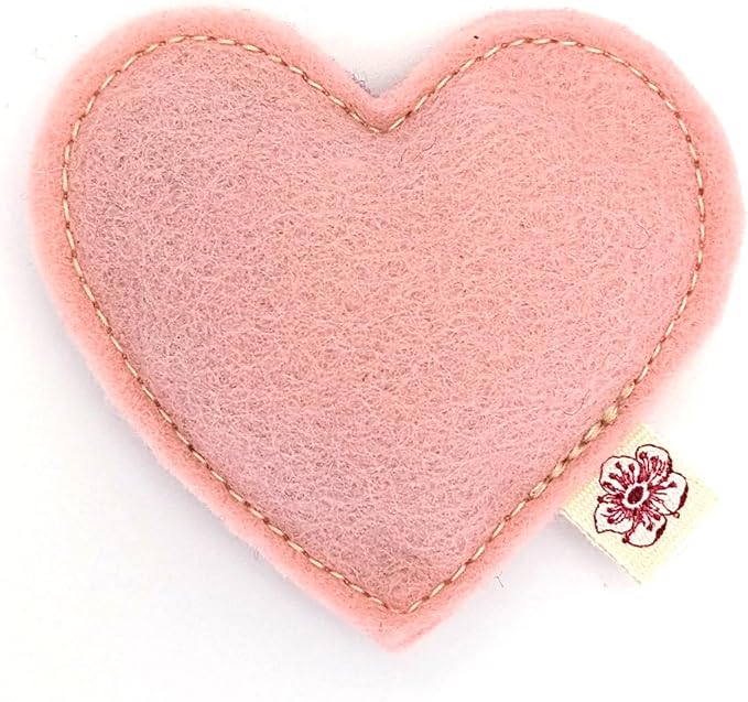 Catnip Toy – Heart Shape, Organic Catnip, 100% Wool Felt, Grown & Made in The USA - Pink