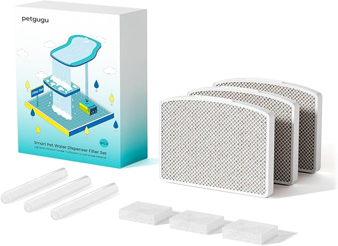 PETGUGU 3 Pack Replacement Filters for PF1/PF1L Cat Water Fountain, Pet Fountain Filter Set (3 Pcs)