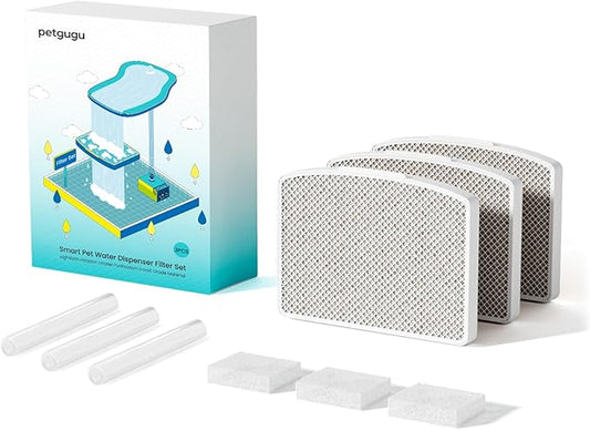 PETGUGU 3 Pack Replacement Filters for PF1/PF1L Cat Water Fountain, Pet Fountain Filter Set (3 Pcs)