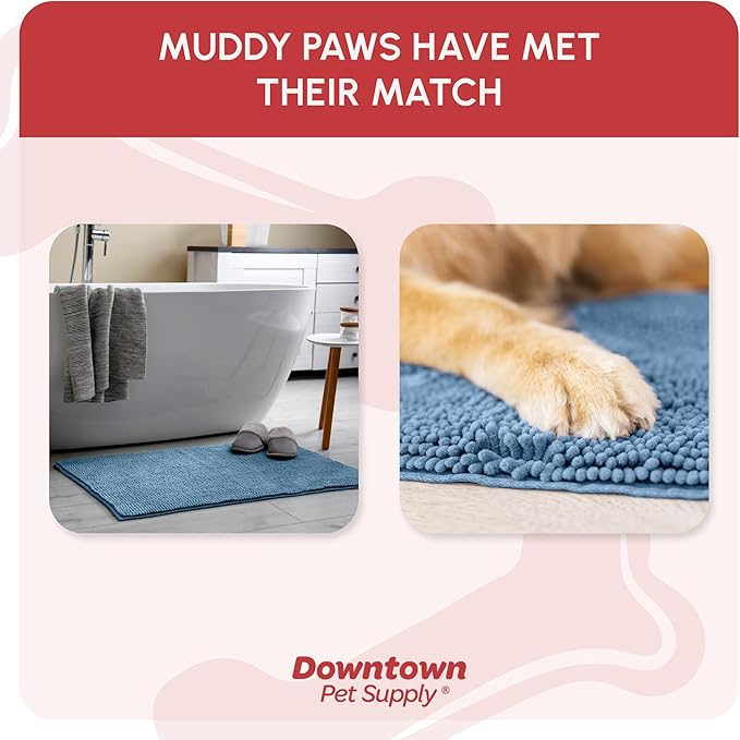 My Doggy Place Dog Mud Mat, 60" x 36" Faded Denim – Thick Microfiber Entry Rug for Snow, Mud & Salt – Absorbent, Quick-Dry, Washer-Safe & Non-Slip, X-Large