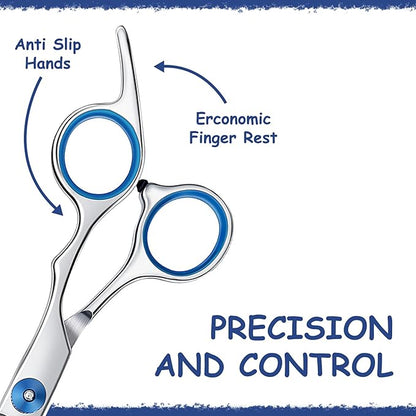 Dog Grooming Scissors - Maxshop 7 Inch Professional 2 Pack Heavy Duty Titanium Stainless Steel Pet Grooming Scissors Kit Rounded Tip Hair Cutting Curved Scissors Thinning Shears for Dogs and Cats
