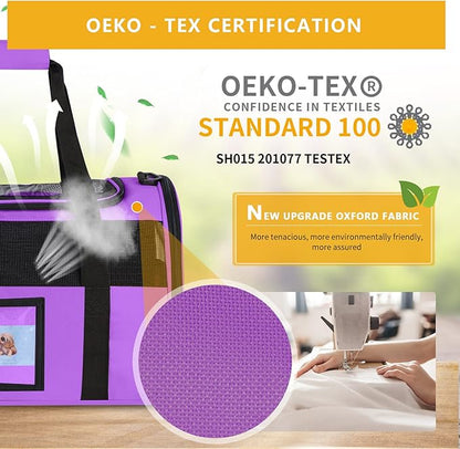 SECLATO Cat Carrier Pet Carriers Airline Approved for Small Dogs Kitten Carrier for Small Medium Animals Under 15lb, Collapsible Soft Sided Travel Carrier, Purple