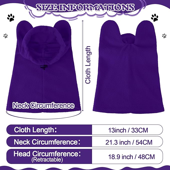 Clysee Winter Dog Hats Quiet Ears for Dogs Ear Muffs Pet Neck Warmer Scarf Hoodie Noise Protection Cover Beanie Head Wrap Costume for Pet Dog Cats(Purple,XL)