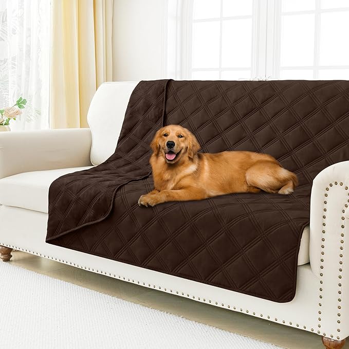 Smiry Waterproof Dog Bed Cover Blanket 52x82, Soft Reversible Pet Blanket, Washable Leakproof Cats Dogs Couch Cover for Sofa, Couch, Furniture, Lattice, Chocolate/Chocolate