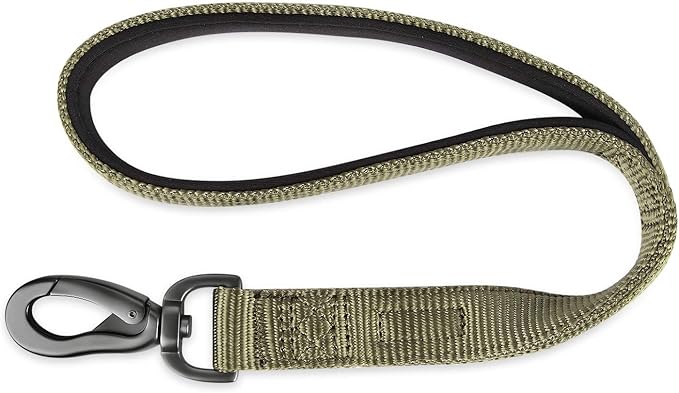 Hyhug Short Dog Leash Heavy Duty Nylon with Comfortable Padded Handle, Durable Training Pet Leashes for Small Medium Large Dogs (18 Inches, Military Green)