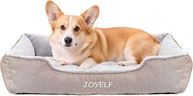 JOYELF Rectangle Dog Bed Calming Cat Bed Sofa, Cute Fluffy Pet Couch Bed for Medium Dogs and Cats - Medium(Upgraded Version)
