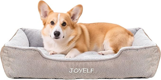 JOYELF Rectangle Dog Bed Calming Cat Bed Sofa, Cute Fluffy Pet Couch Bed for Medium Dogs and Cats - Medium(Upgraded Version)