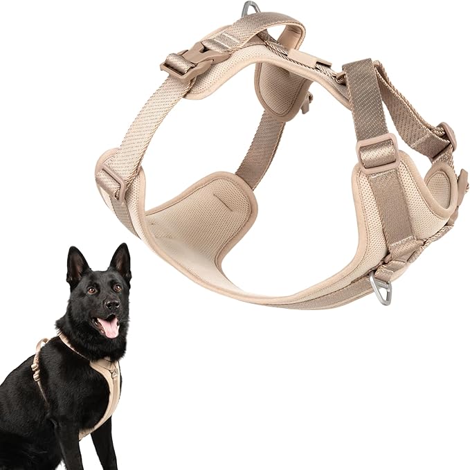 All-Weather No Pull Dog Harness Reflective Vest Harness QR Code Anti-Lost Adjustable Quick-Release Buckle Soft Padded Breathable Harness for Small Medium Large Dog (Super Reflect-Earth, M)