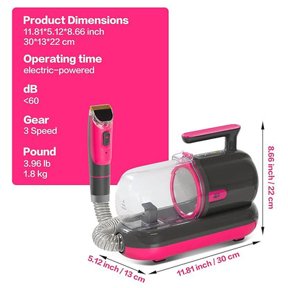 High-Suction Dog Grooming Vacuum for Small & Medium Dogs, Compact Hair Collection System for Regular Trimming & Maintenance, Strong Suction, Low-Mess Indoor Grooming